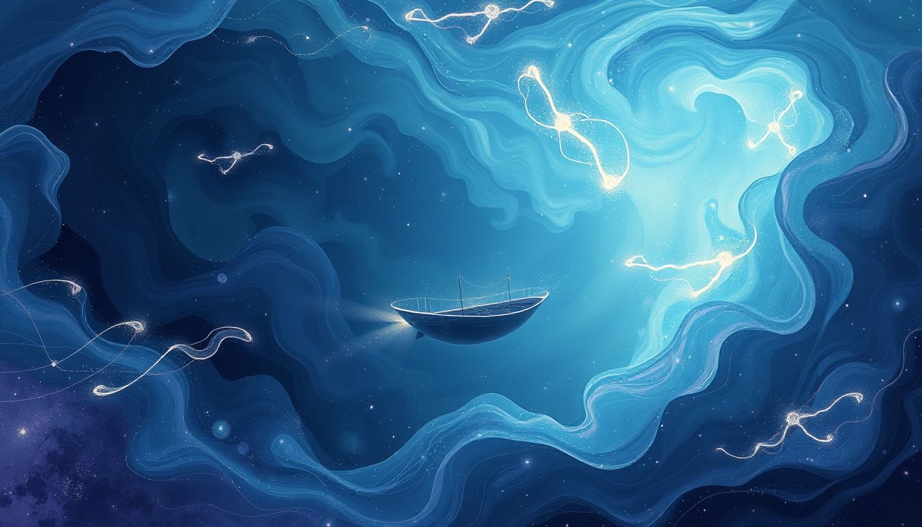 Ein Schnellboot unter Wasser symbolisiert verborgene emotionale Tiefen und Konflikte.