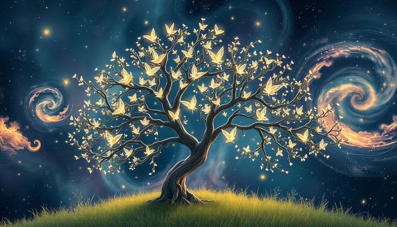 Vögel im Wiesenbaum symbolisieren lebendige Kommunikation und soziale Verbundenheit.
