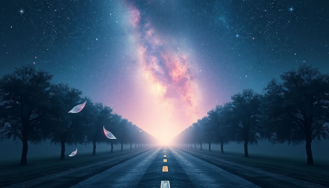 Eine einsame Allee symbolisiert oft Selbstfindung und Innenschau.