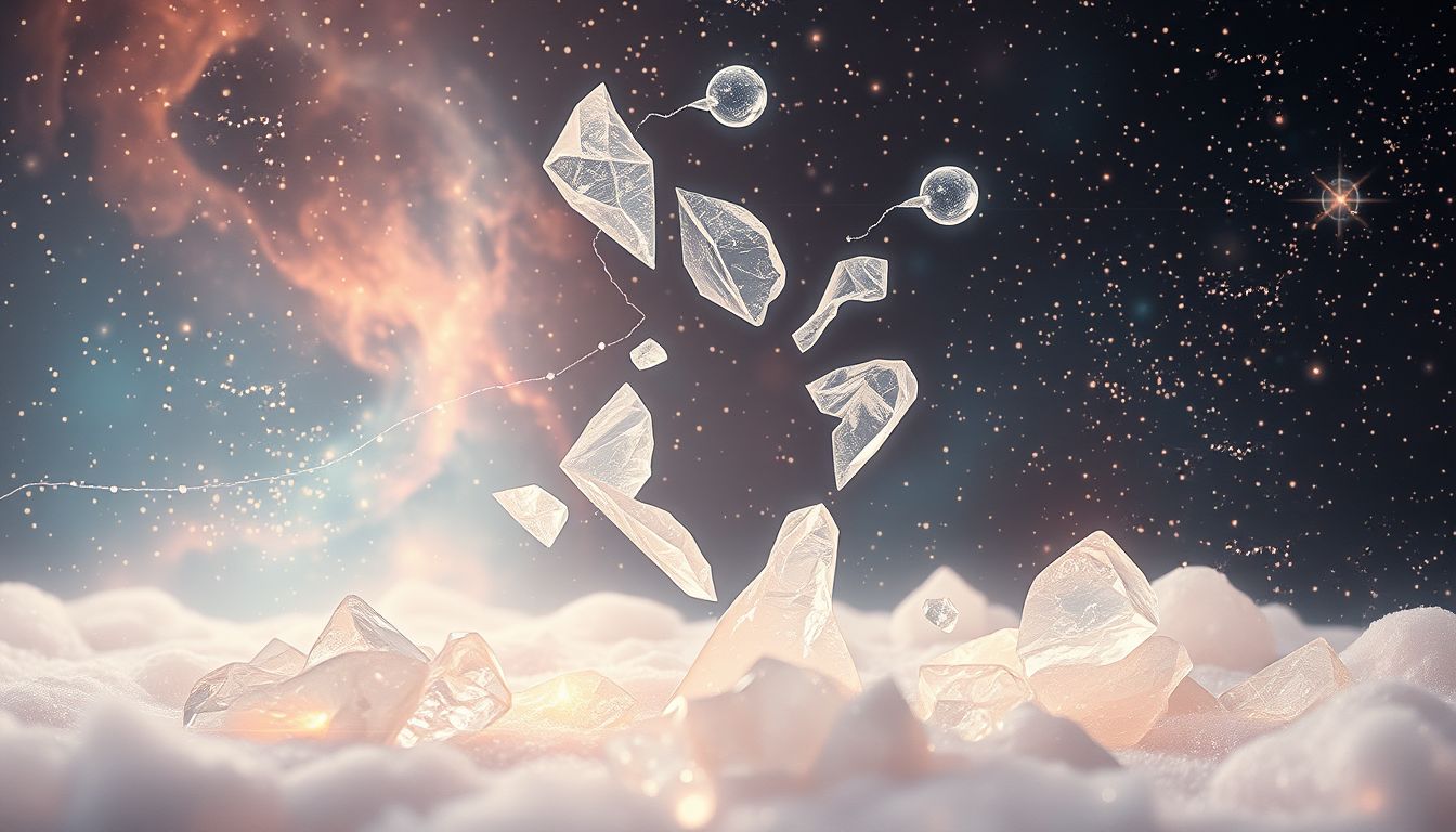 Eine zerbrochene Mineralwasserflasche symbolisiert emotionale Verletzlichkeit und Verlust.