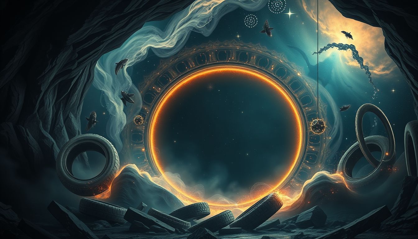 Reifen im Keller symbolisieren verdrängte Emotionen und verborgene Kraft.