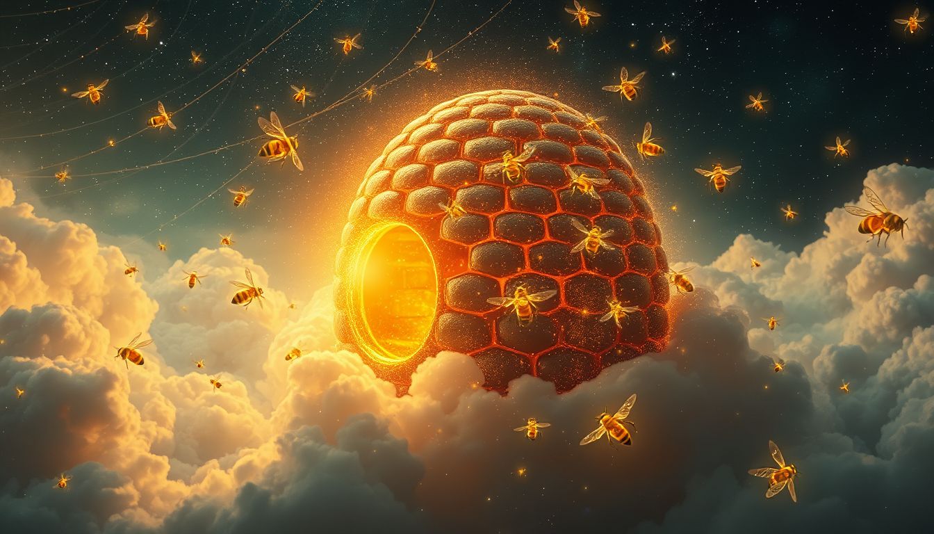 Ein voller Bienenkorb symbolisiert Fleiß, Gemeinschaft und Wohlstand.