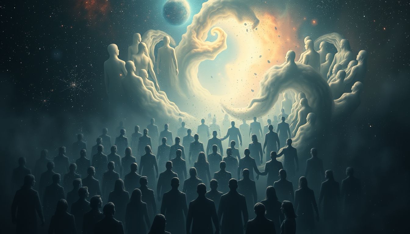 Ein auflösender Mob symbolisiert innere Konfliktlösung und Harmonie.