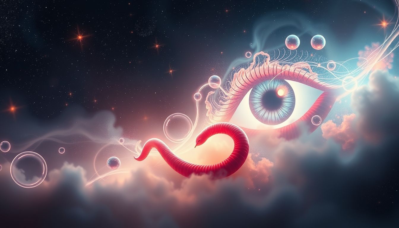 Karminwürmer aus den Augen symbolisieren verborgene emotionale Schmerzen.