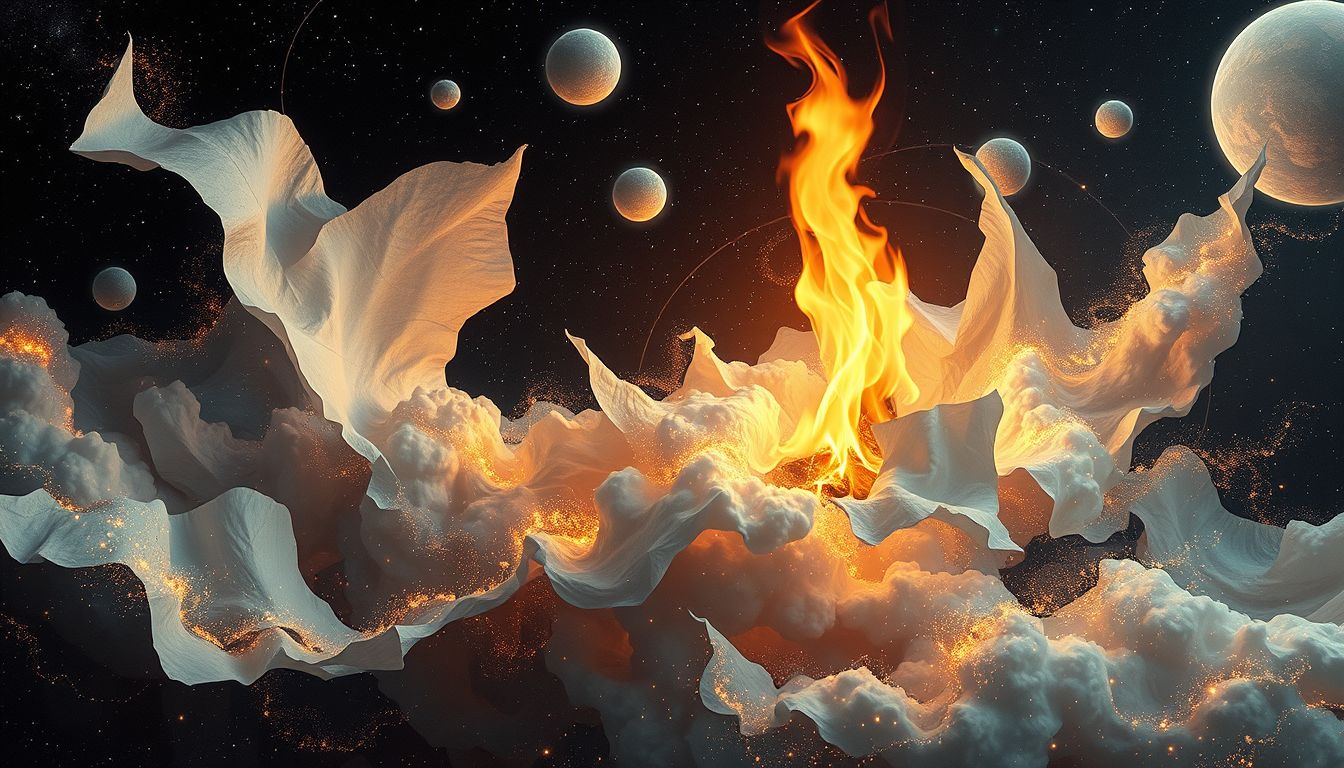 Der brennende Traum symbolisiert kreative Zerstörung und Neuanfang.