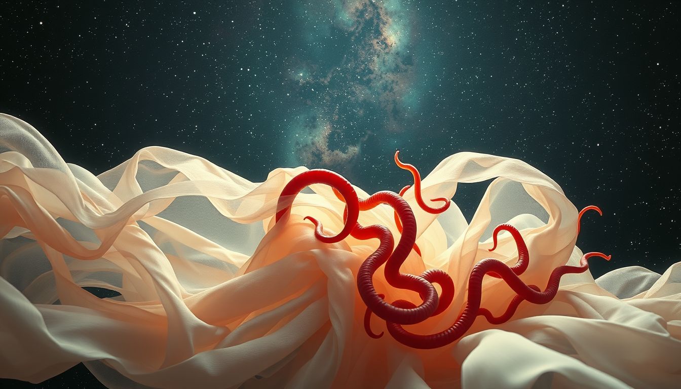 Karminwürmer in Kleidung symbolisieren innere Unruhe und versteckte Ängste.