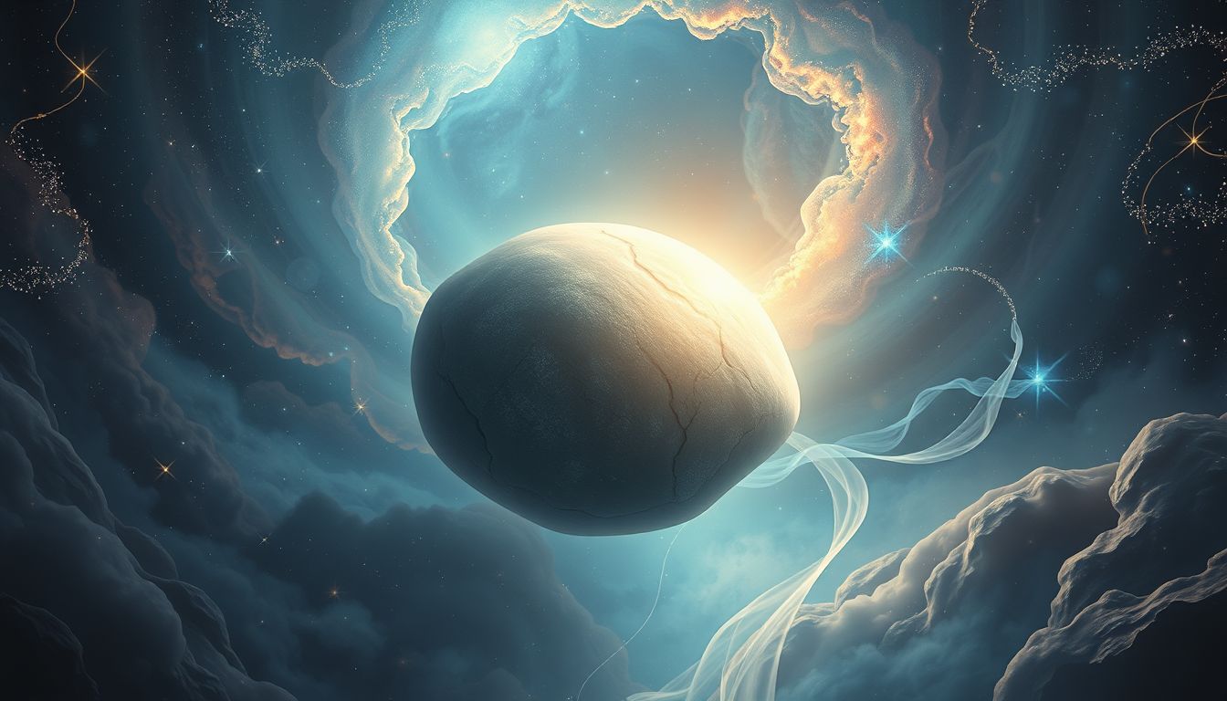 Ein riesiger Mühlstein symbolisiert oft überwältigende Lebenslasten im Traum.