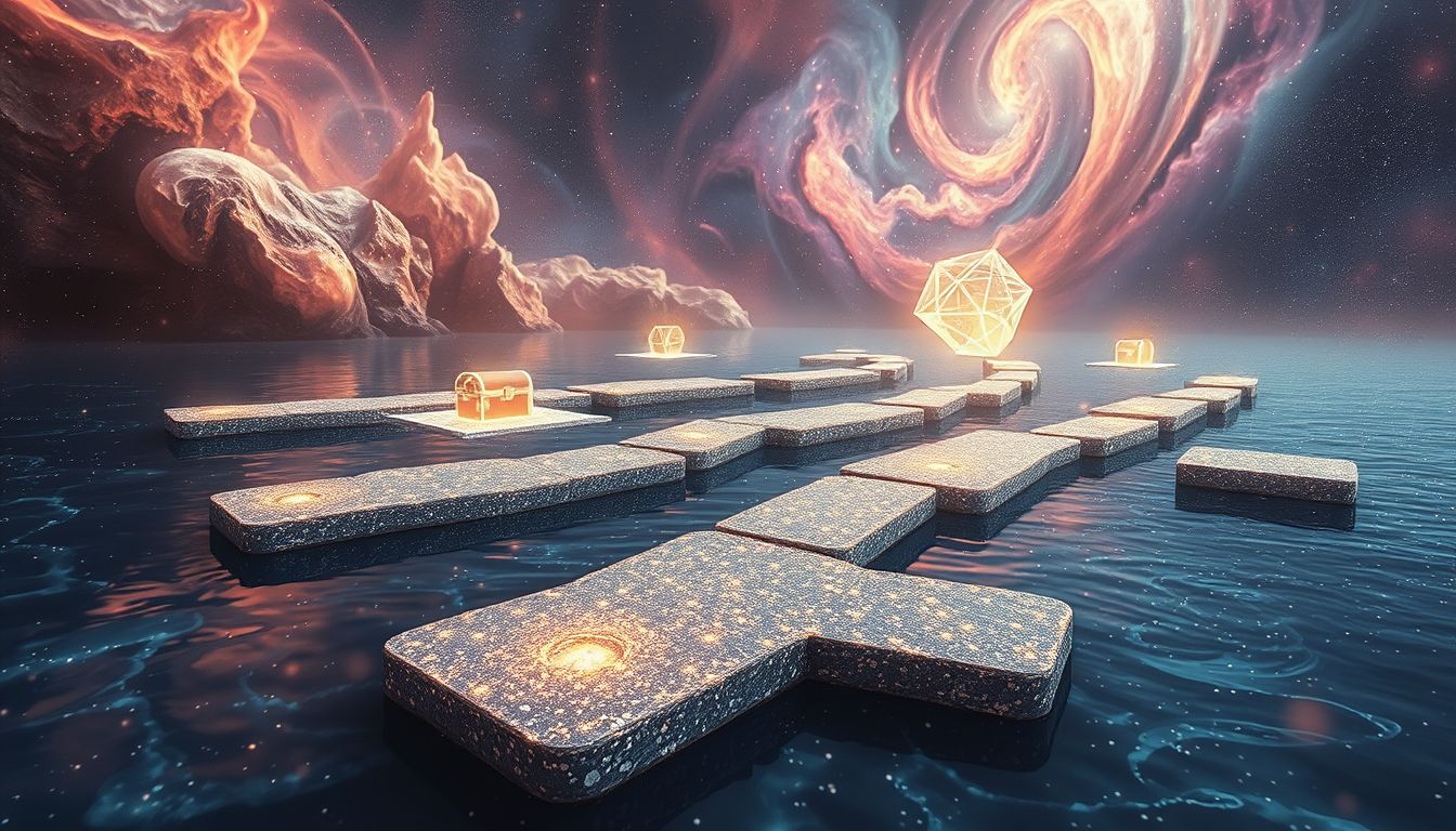 Eine Anlegestelle voller Schätze symbolisiert verborgene Chancen im Leben.