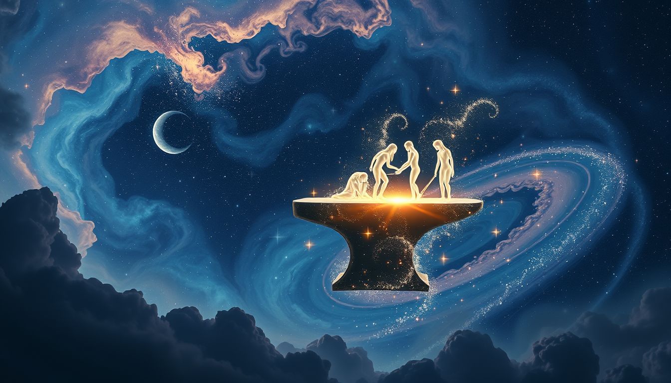 Jemanden am Amboss arbeiten sehen symbolisiert kreative Schaffenskraft und Transformation.