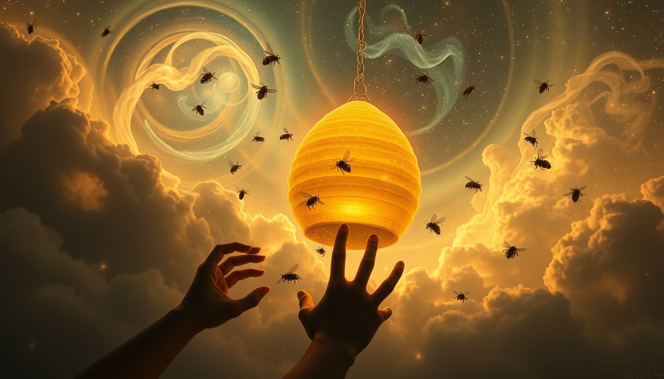 Einen Bienenkorb stehlen symbolisiert oft verbotene Versuchung im Traum.