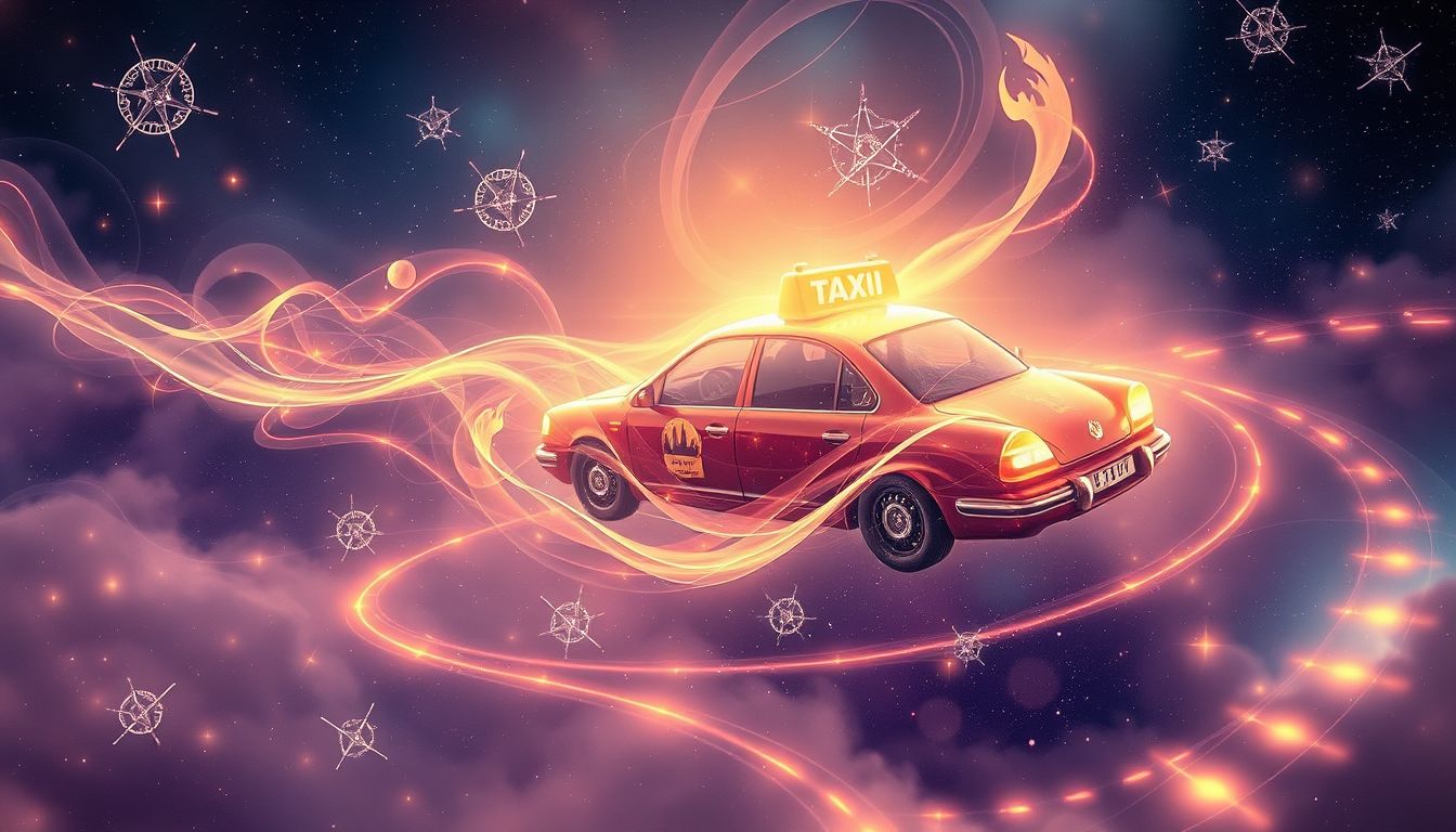 Ein französisches Taxi symbolisiert Lebensweg und persönliche Richtungsentscheidung.