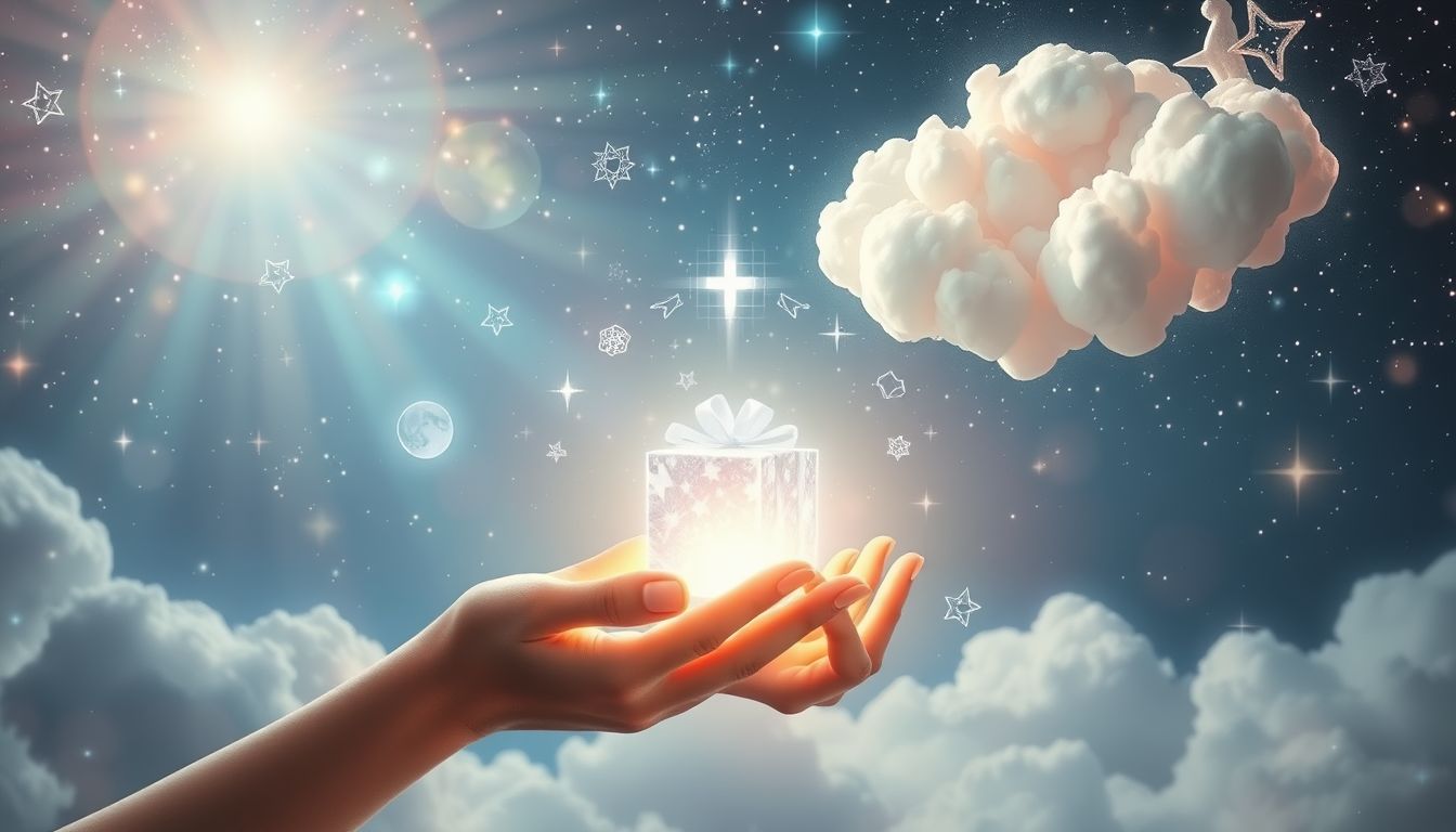 Ein Geschenk in Andachtsstätte symbolisiert spirituelle Erfüllung und Dankbarkeit.