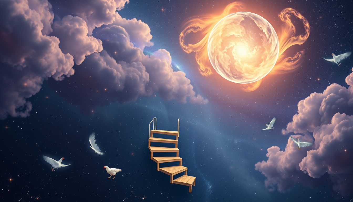 Eine Hühnerstalltreppe symbolisiert oft den Aufstieg zu neuen Chancen.