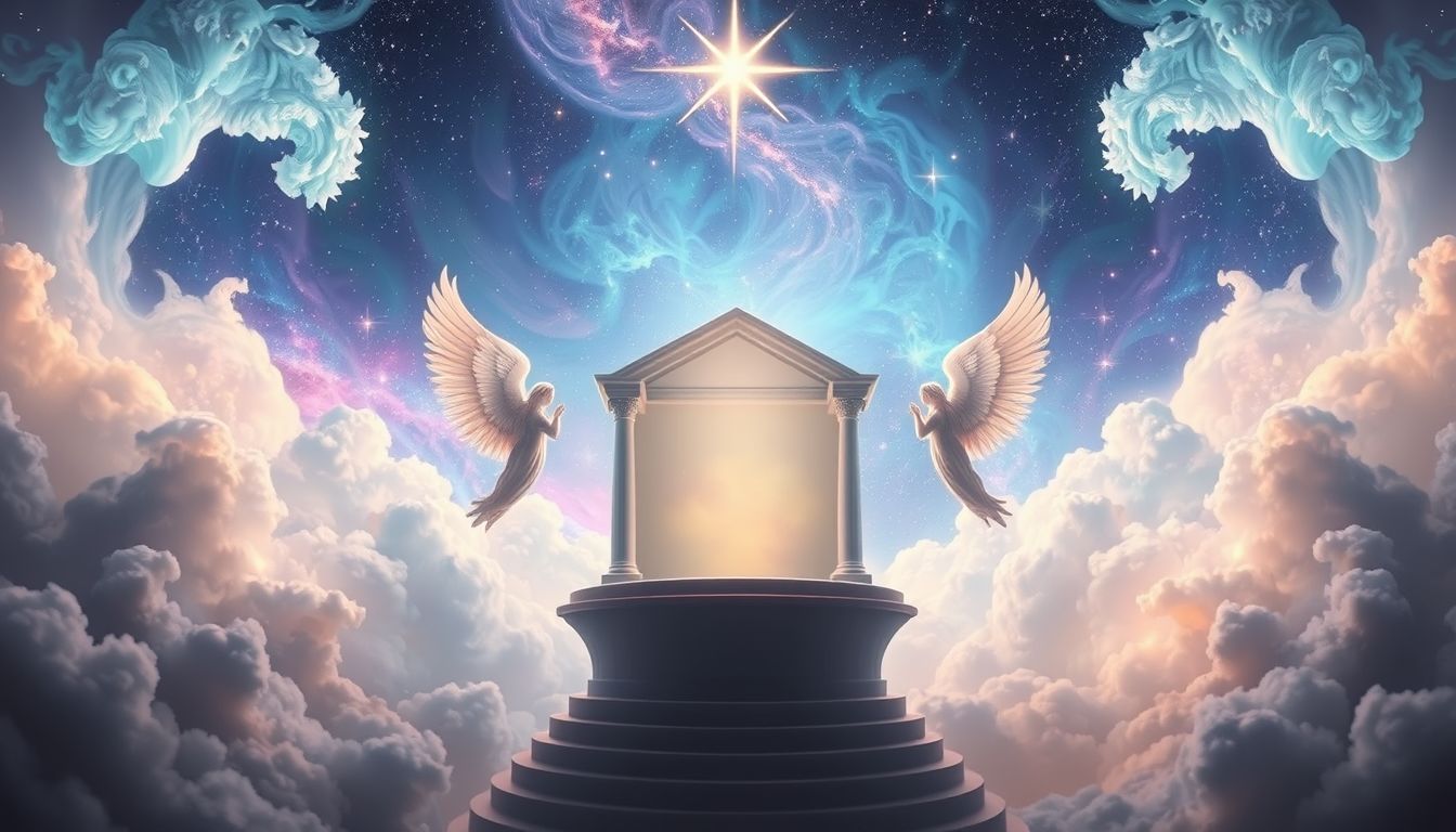 Eine von Engeln bewachte Kanzel symbolisiert göttlichen Schutz und Führung.