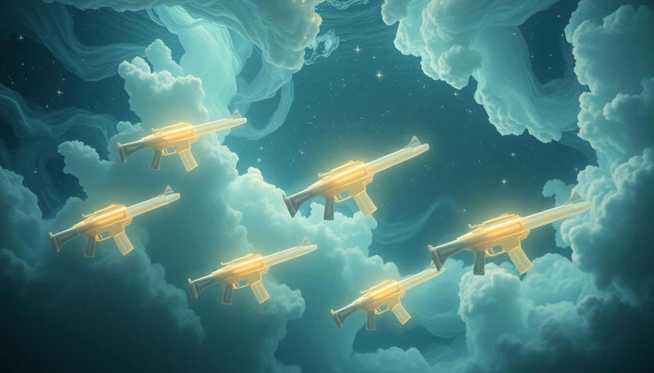 Ein unter Wasser liegendes Arsenal symbolisiert verborgene emotionale Konflikte.