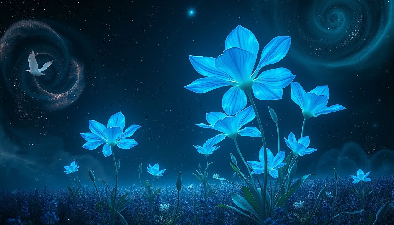 Übermäßig wachsende blaue Camassien symbolisieren unerwartetes persönliches Wachstum.