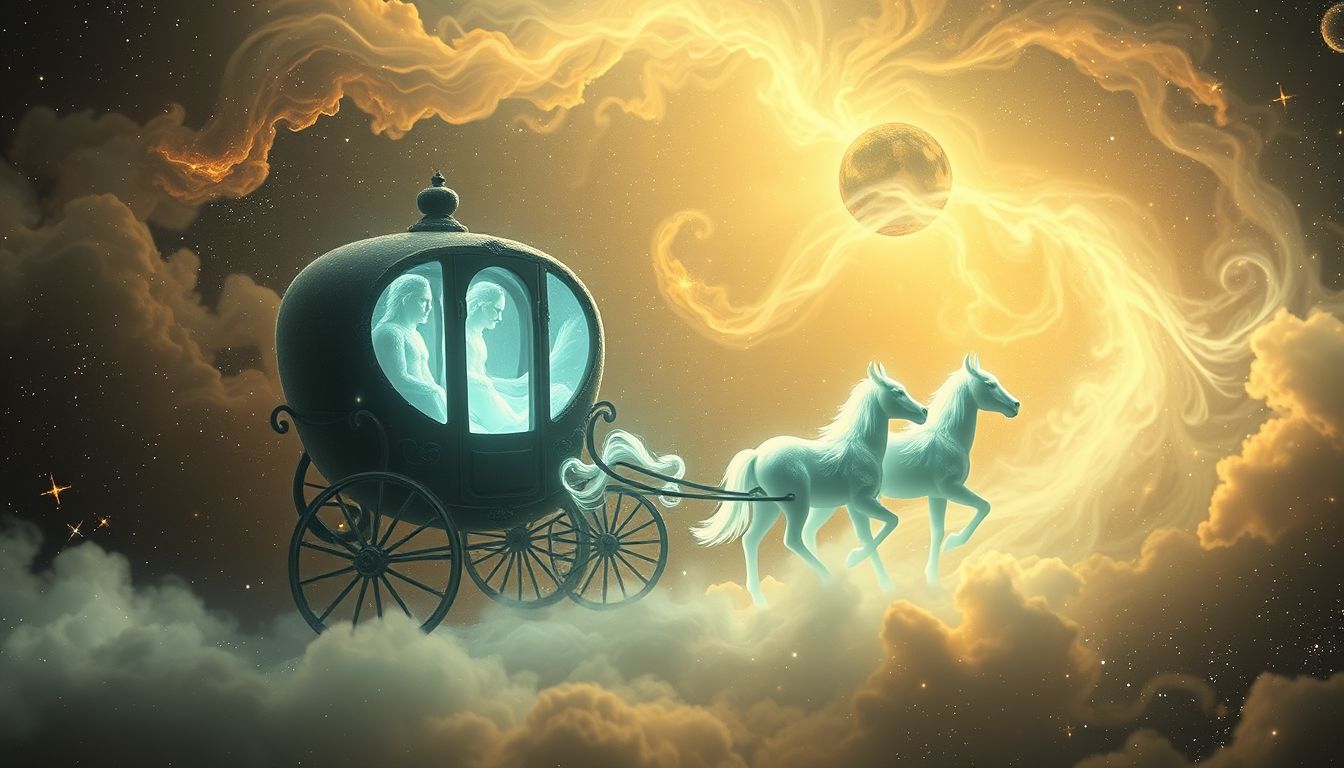 Ein leichenwagen mit tieren symbolisiert natürliche zyklus-überwindung im traum.