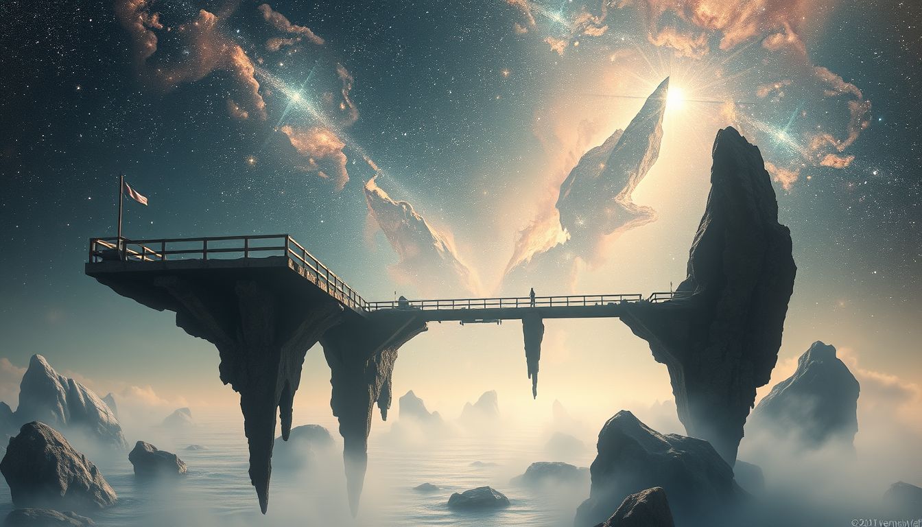 Ein einstürzende Anlegestelle symbolisiert innere Unsicherheit und Veränderung.