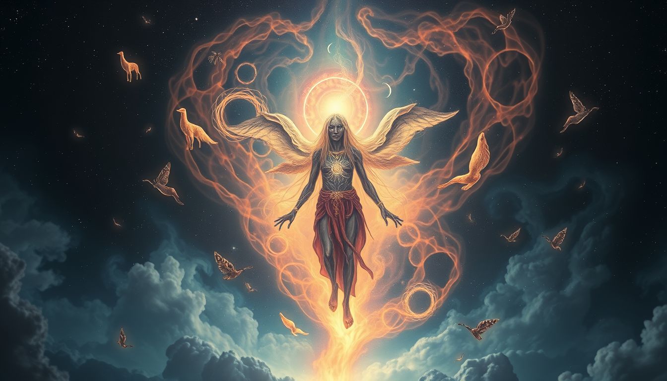 Ein kranker Schamane symbolisiert innere Heilung und Transformation.