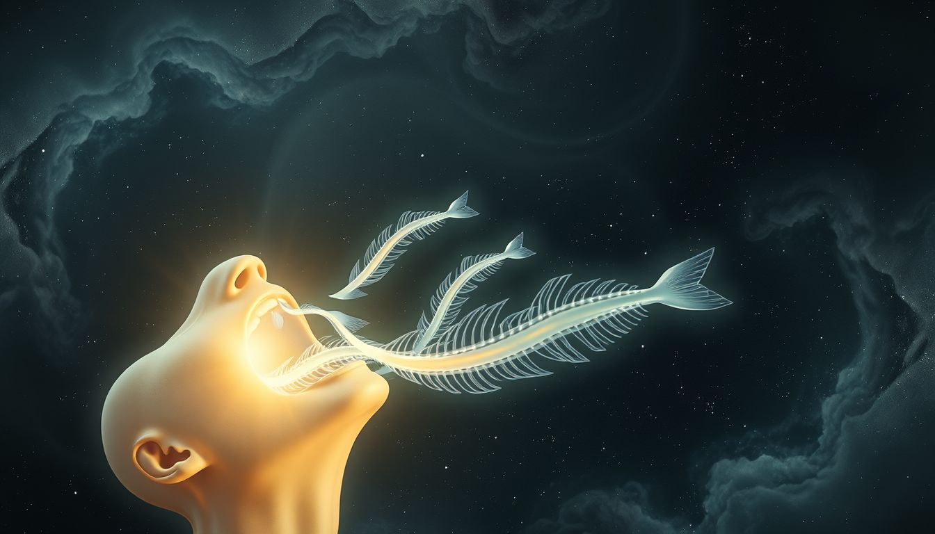 Das Ausspucken von Fischbeinen im Traum symbolisiert Konfliktbewältigung.