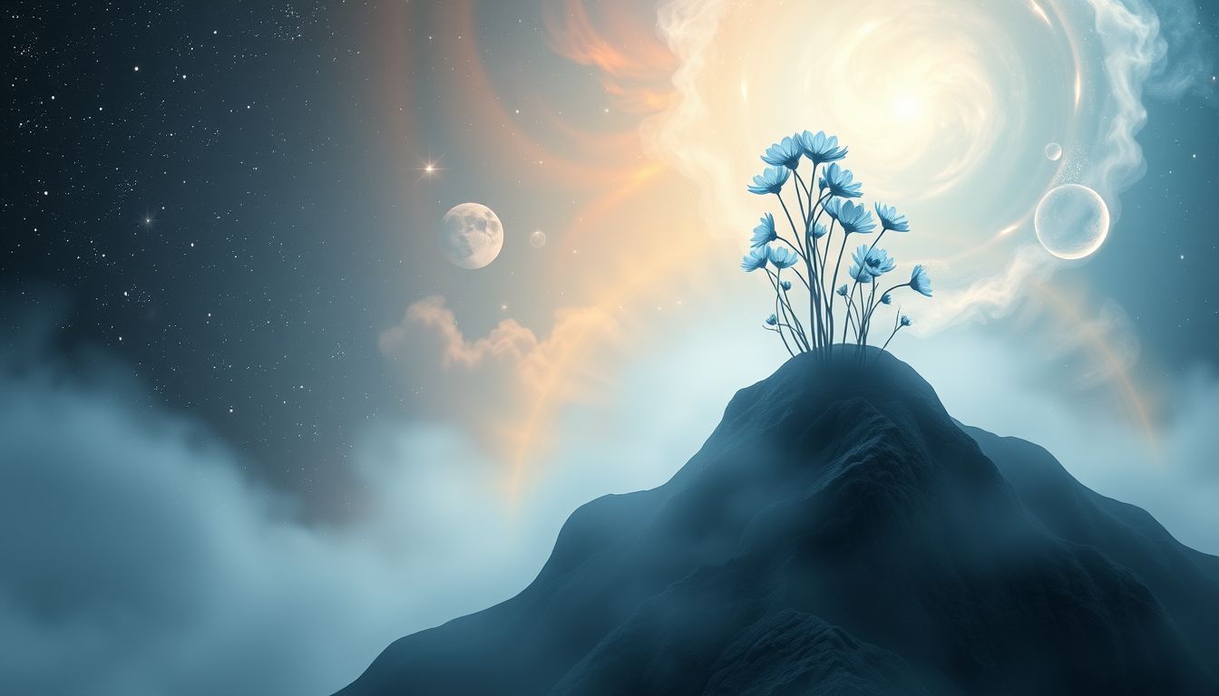 Blaue Camassien symbolisieren Freiheit und spirituelles Erwachen auf Berggipfeln.