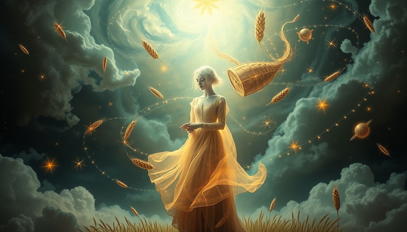 Ein Müllergehilfe in alter Kleidung symbolisiert vergangene Lebensphasen.