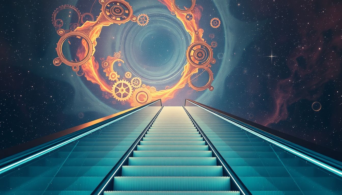 Eine Rolltreppe rückwärts symbolisiert Rückschritt trotz Bemühungen.