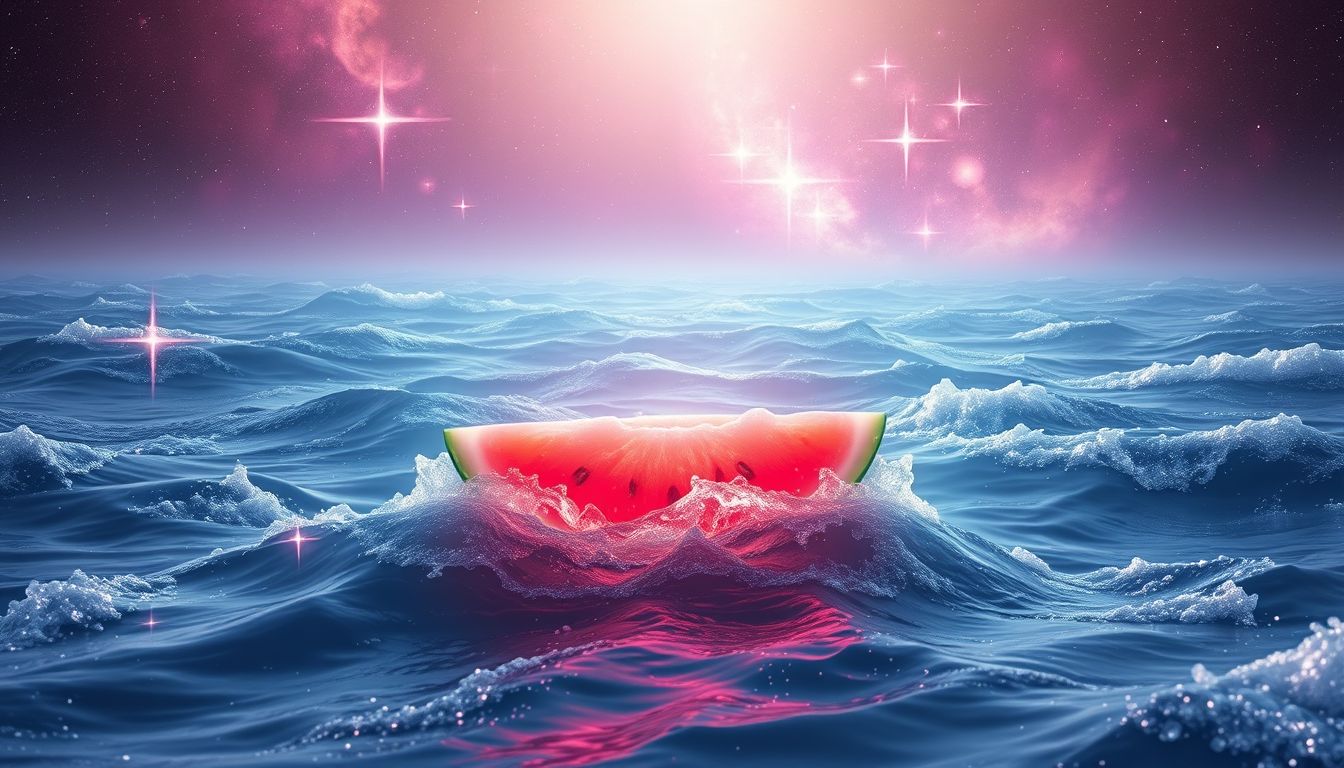Wassermelone im Meer symbolisiert emotionale Reinigung und Neubeginn.