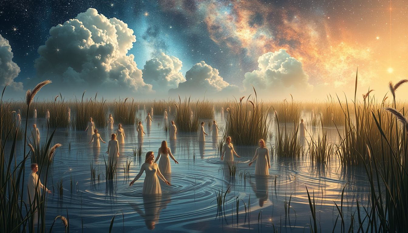 Ein belebtes Marschland symbolisiert Gemeinschaft und lebendige soziale Verbindungen.