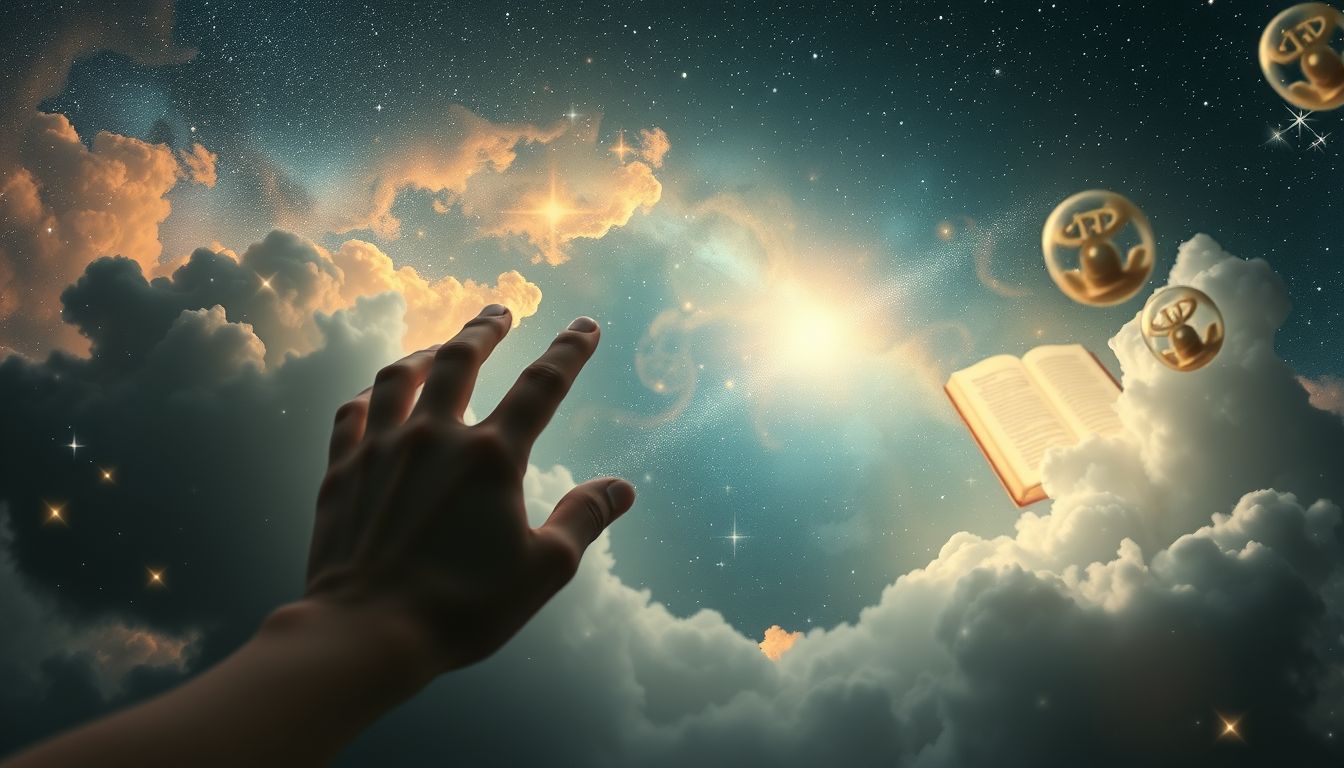 Das Suchen eines Gebetbuchs symbolisiert spirituelle Orientierungssuche.