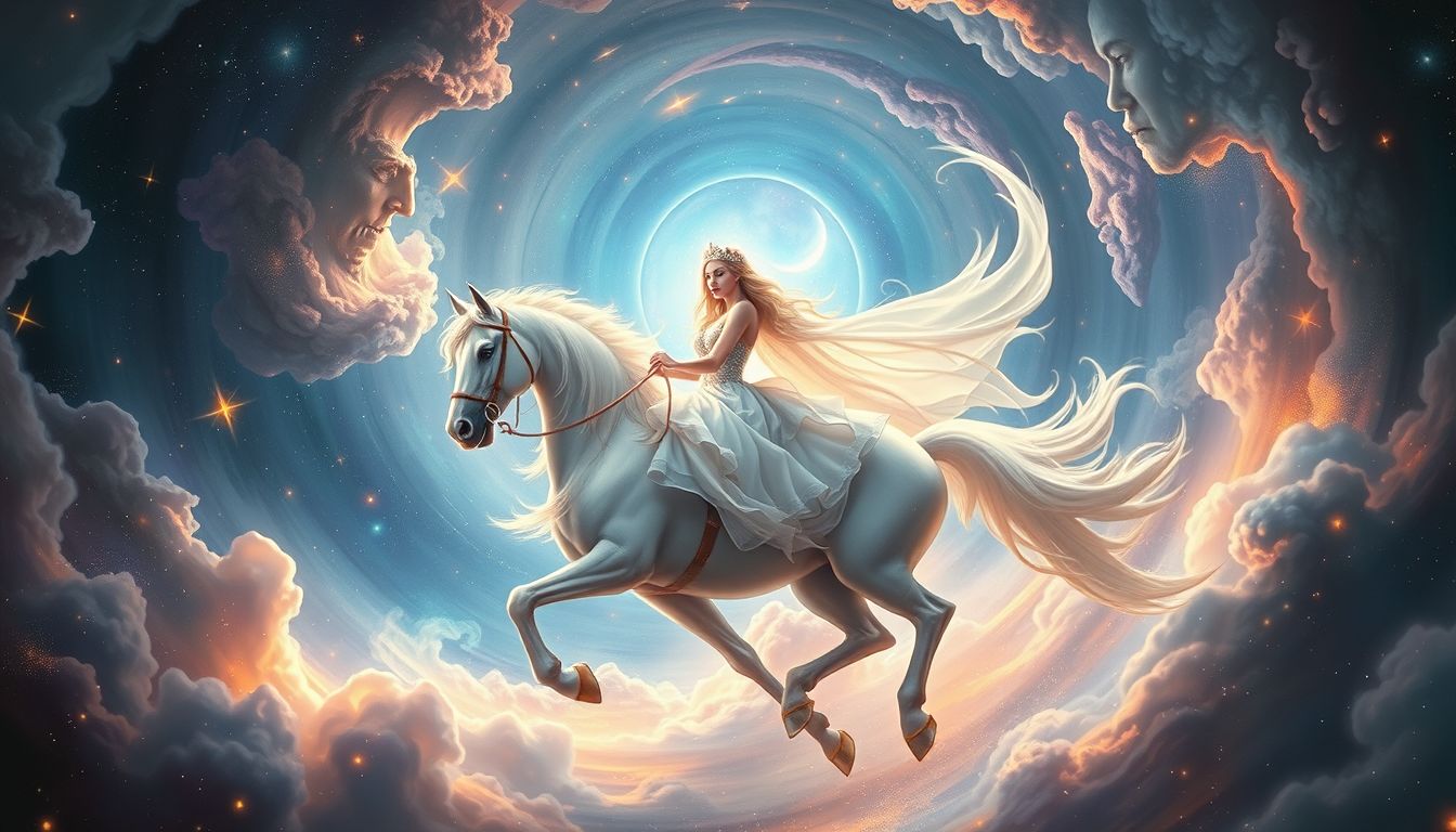 Eine reitende Fürstin symbolisiert Führungskraft und Freiheit im Traum.