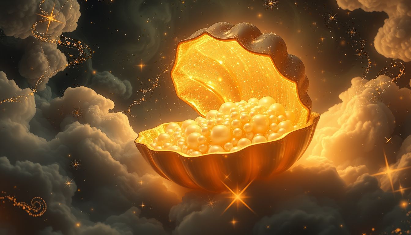 Eine volle Muschel symbolisiert Reichtum und innere Zufriedenheit.