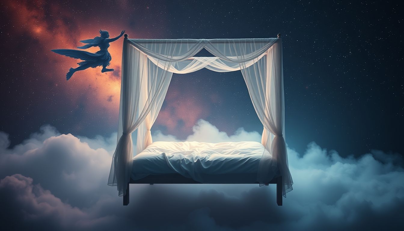 Ein himmelbett ohne vorhänge symbolisiert ehrliche offenheit und verletzlichkeit.