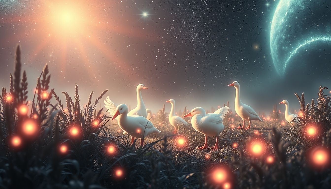 24 Gänse im Garten symbolisieren Harmonie und familiären Zusammenhalt.