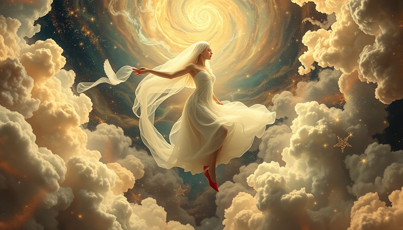 Rote Schuhe im weißen Kleid symbolisieren Leidenschaft und Reinheit zugleich.