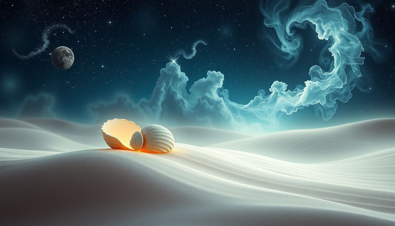 Der Traum von Muscheln im Sand symbolisiert innere Stabilität und Erdung.