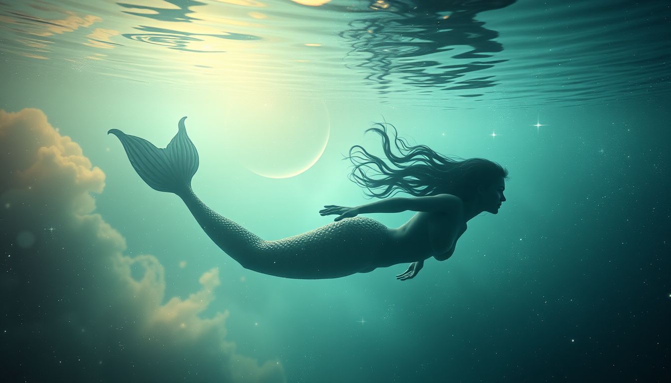 Mit einer Seejungfrau schwimmen symbolisiert Sehnsucht nach Freiheit und Harmonie.