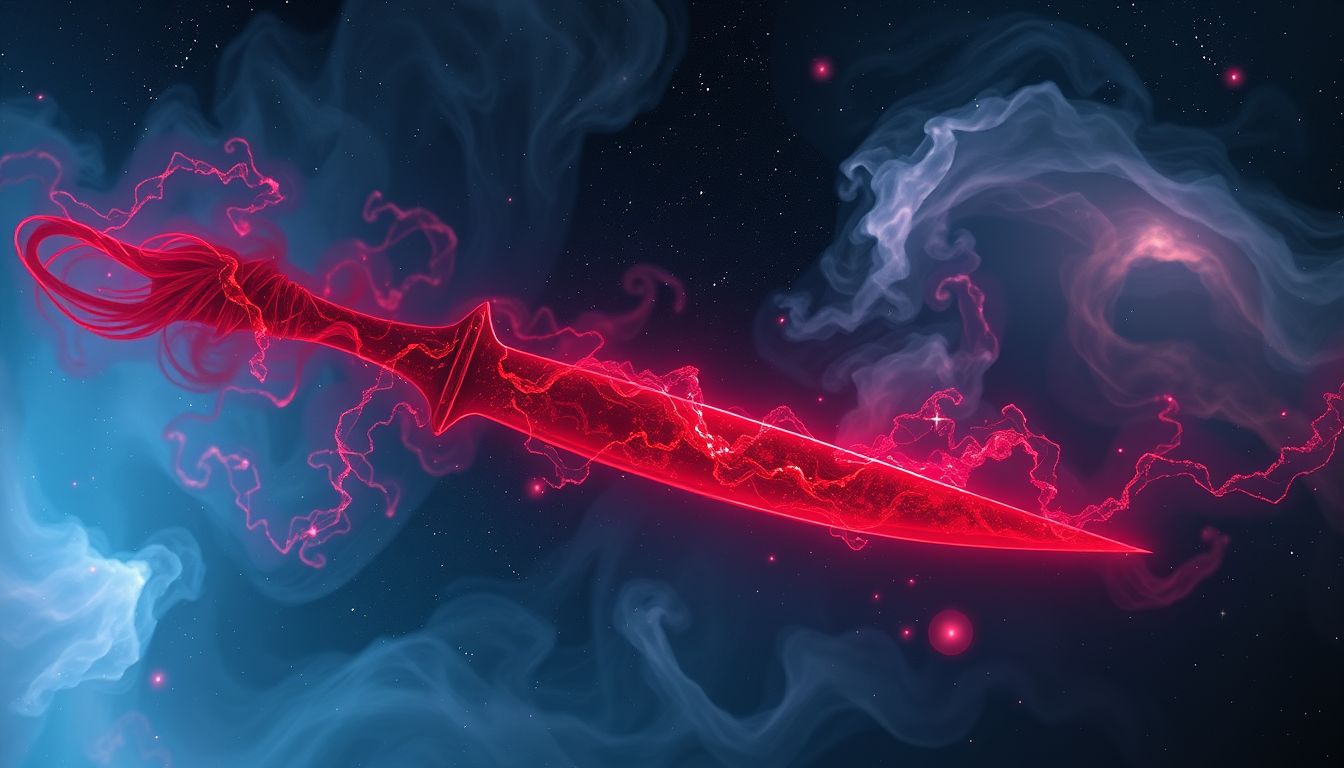 Ein blutiges Skalpell symbolisiert oft innere Konflikte und Heilung.