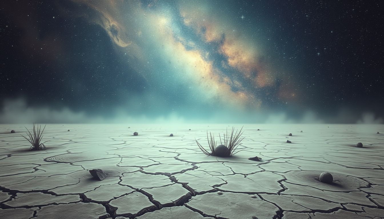 Ein trockenes Marschland symbolisiert innere Leere und emotionale Blockaden.