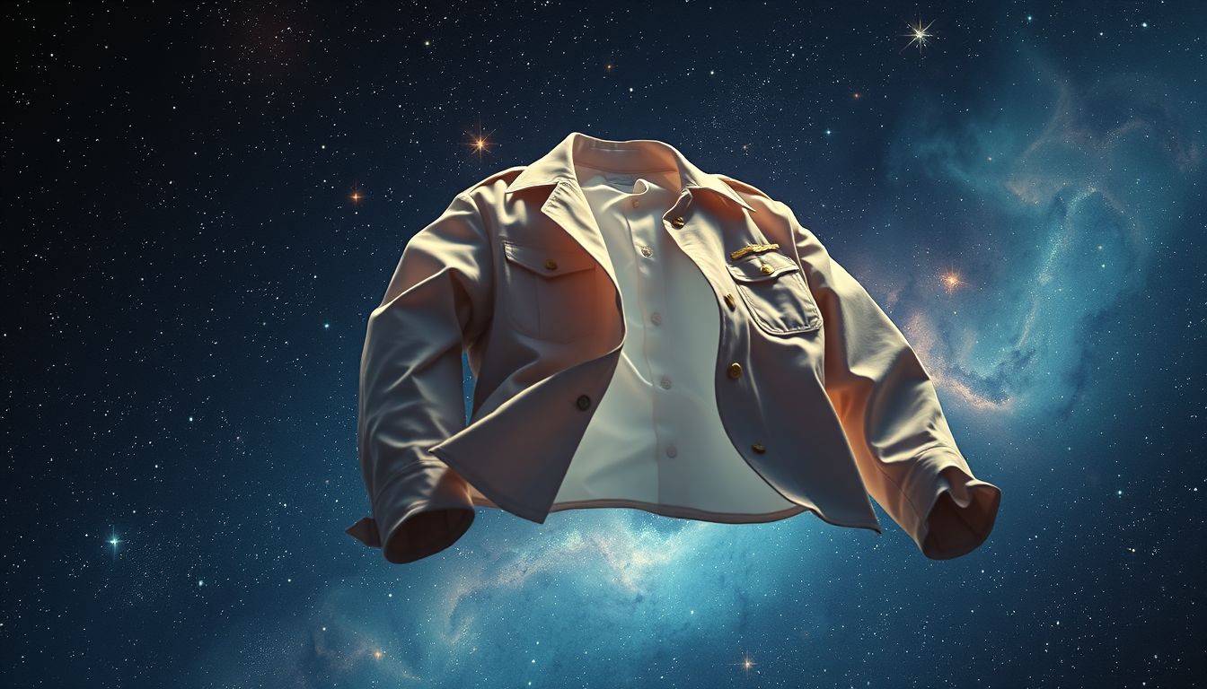 Das Aufknöpfen der Uniform symbolisiert Loslassen und beruflichen Abschied.