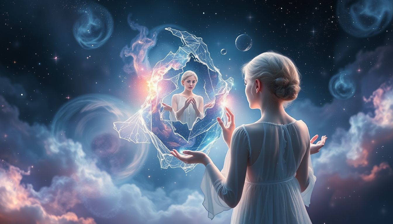 Der Traum vom eigenen Spiegelbild symbolisiert Selbstreflexion und Identität.