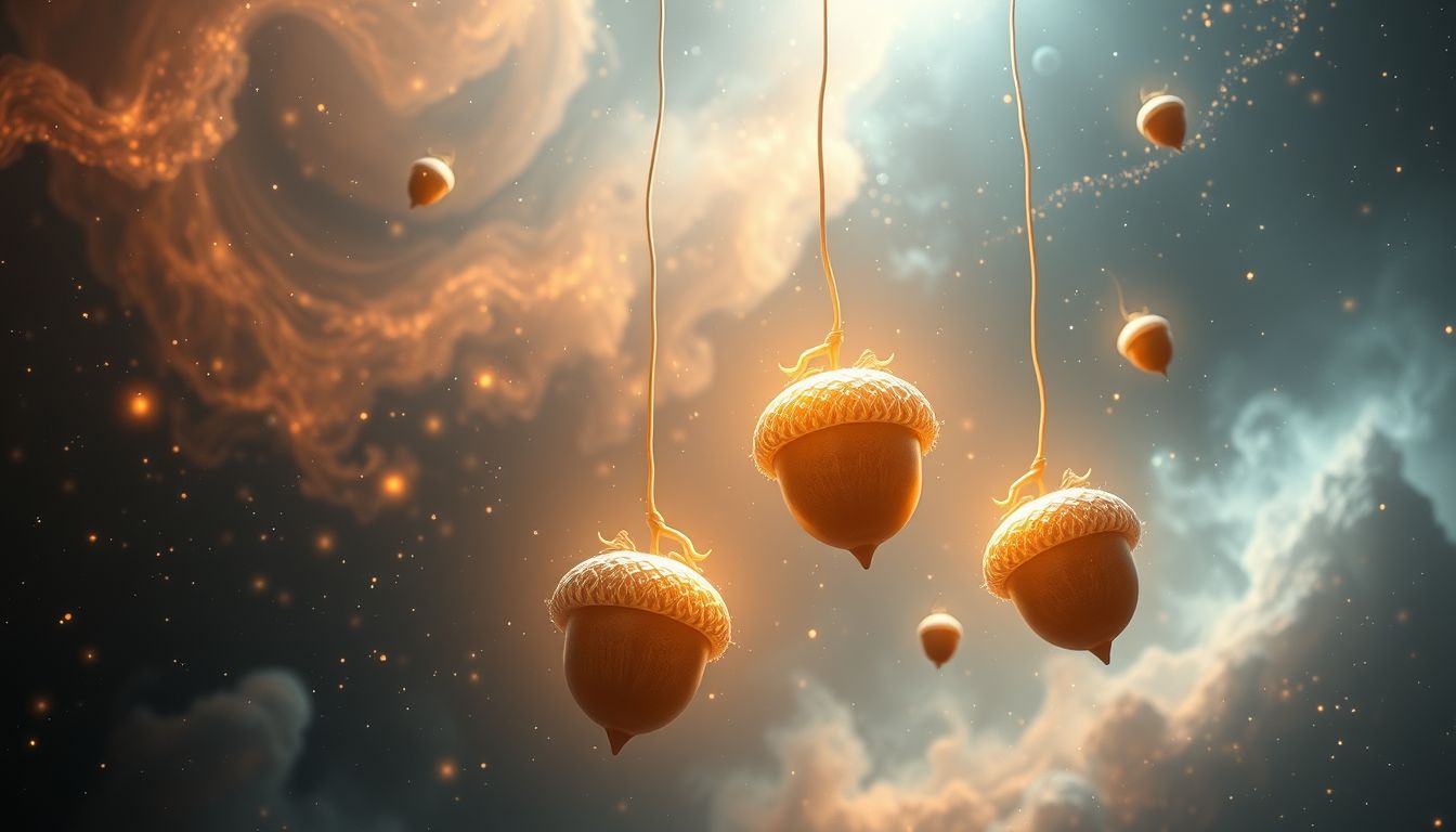 Eicheln fallen symbolisieren natürlichen Wandel und loslassen im Leben.