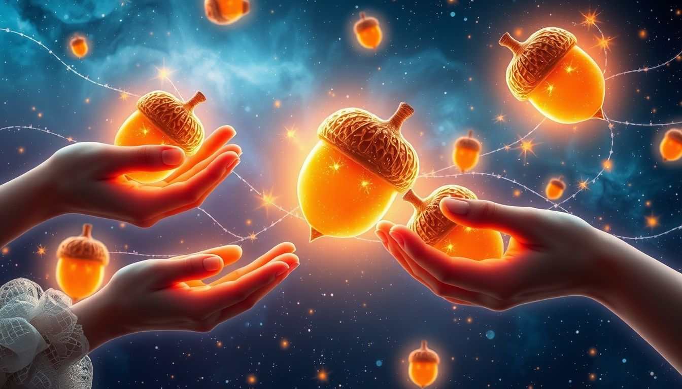 Eicheln verschenken symbolisiert Großzügigkeit und das Fördern von Wachstum.