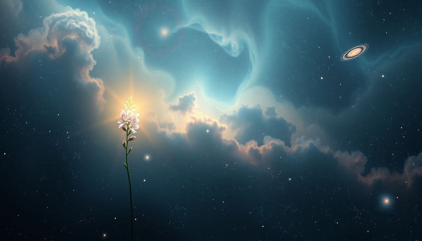 Ein einzelner Rittersporn symbolisiert Stärke trotz einsamer Individualität.