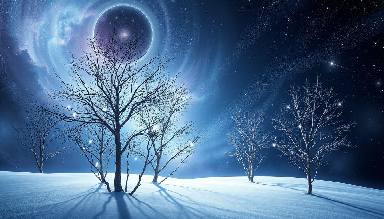 Ein Hain im Winter symbolisiert Ruhe, Heilung und innere Stärke.