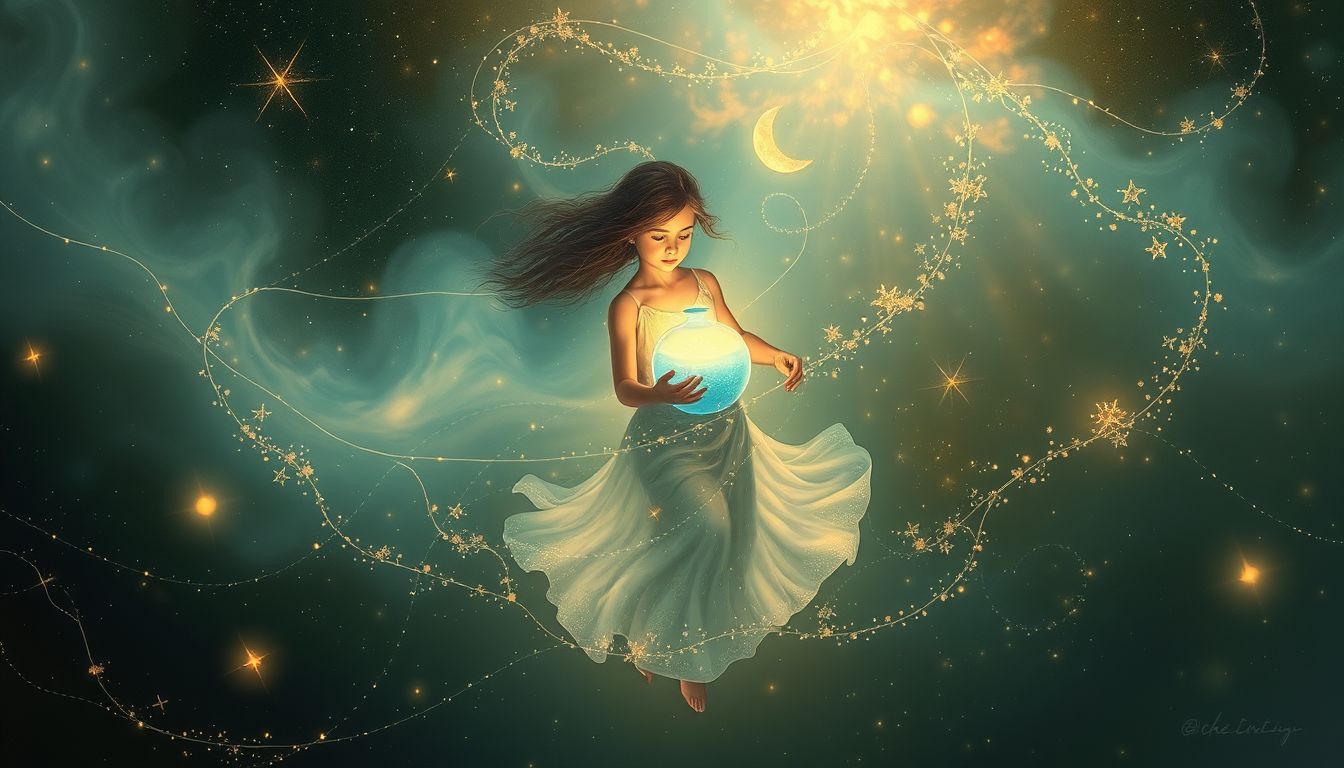 Ein junger Wasserträger symbolisiert oft Neubeginn und Lebensenergie.