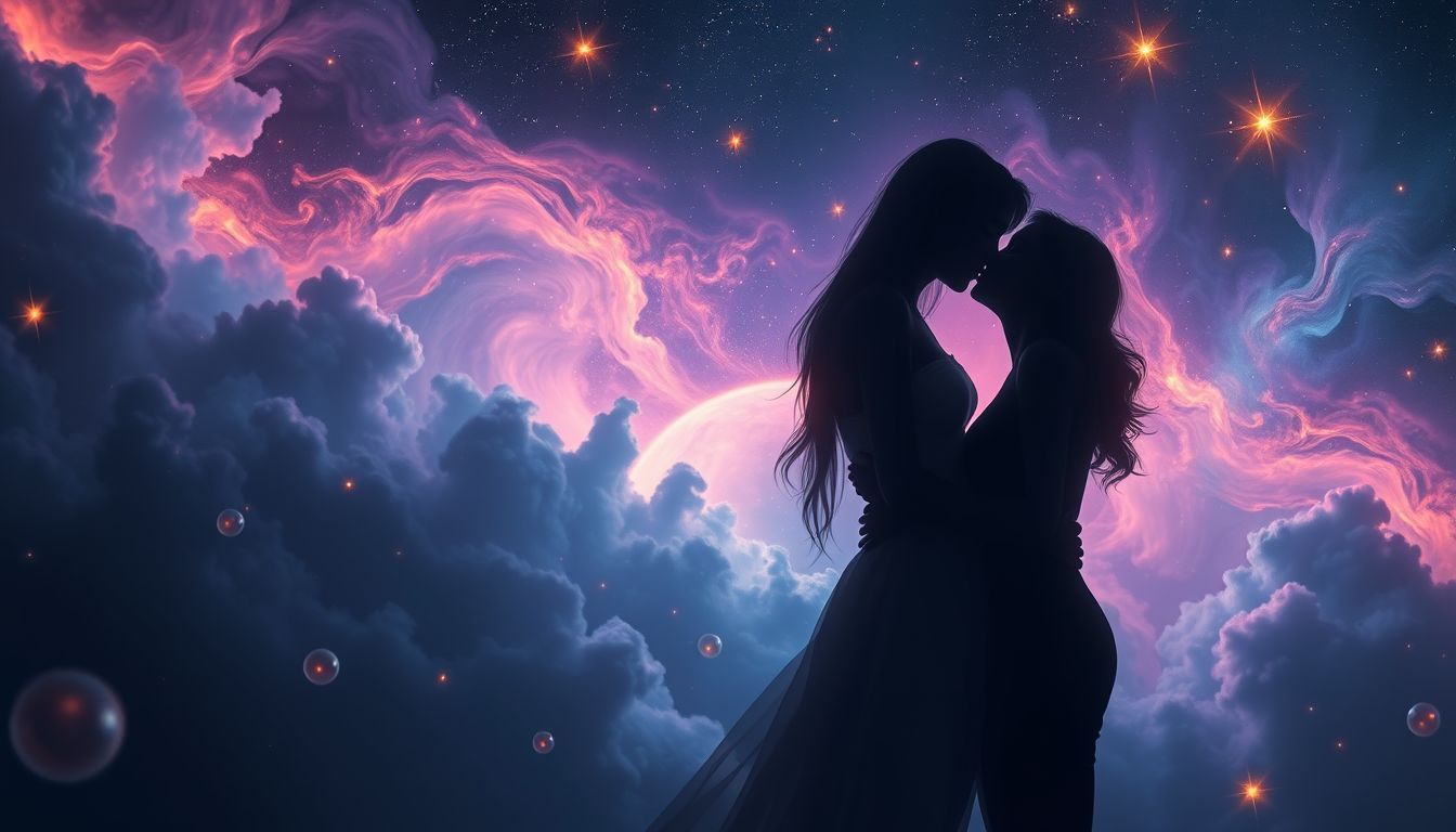 Ein leidenschaftlicher Kuss symbolisiert tiefes Verlangen und emotionale Erfüllung.