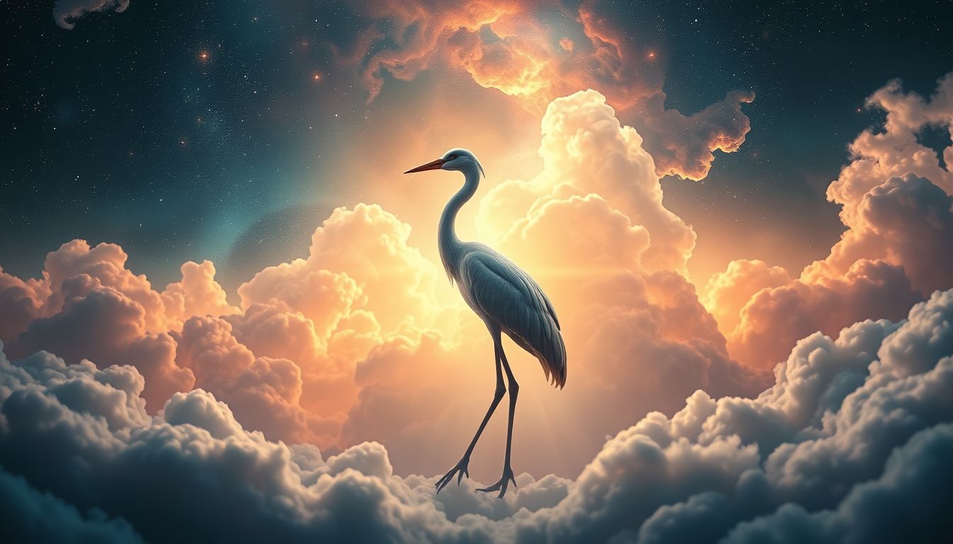 Ein stehender Kranich symbolisiert Geduld, innere Ruhe und Klarheit.