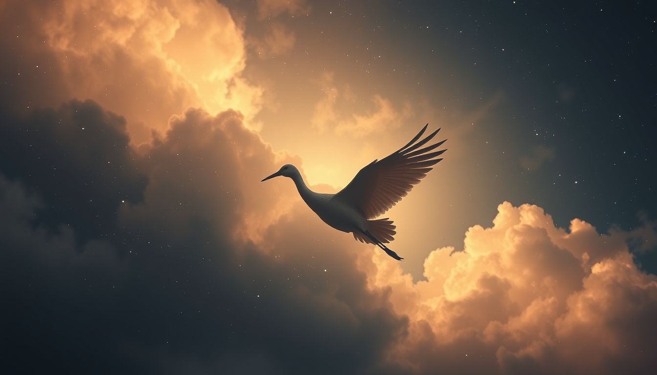 Ein toter Kranich symbolisiert oft das Ende und tiefe Trauer.