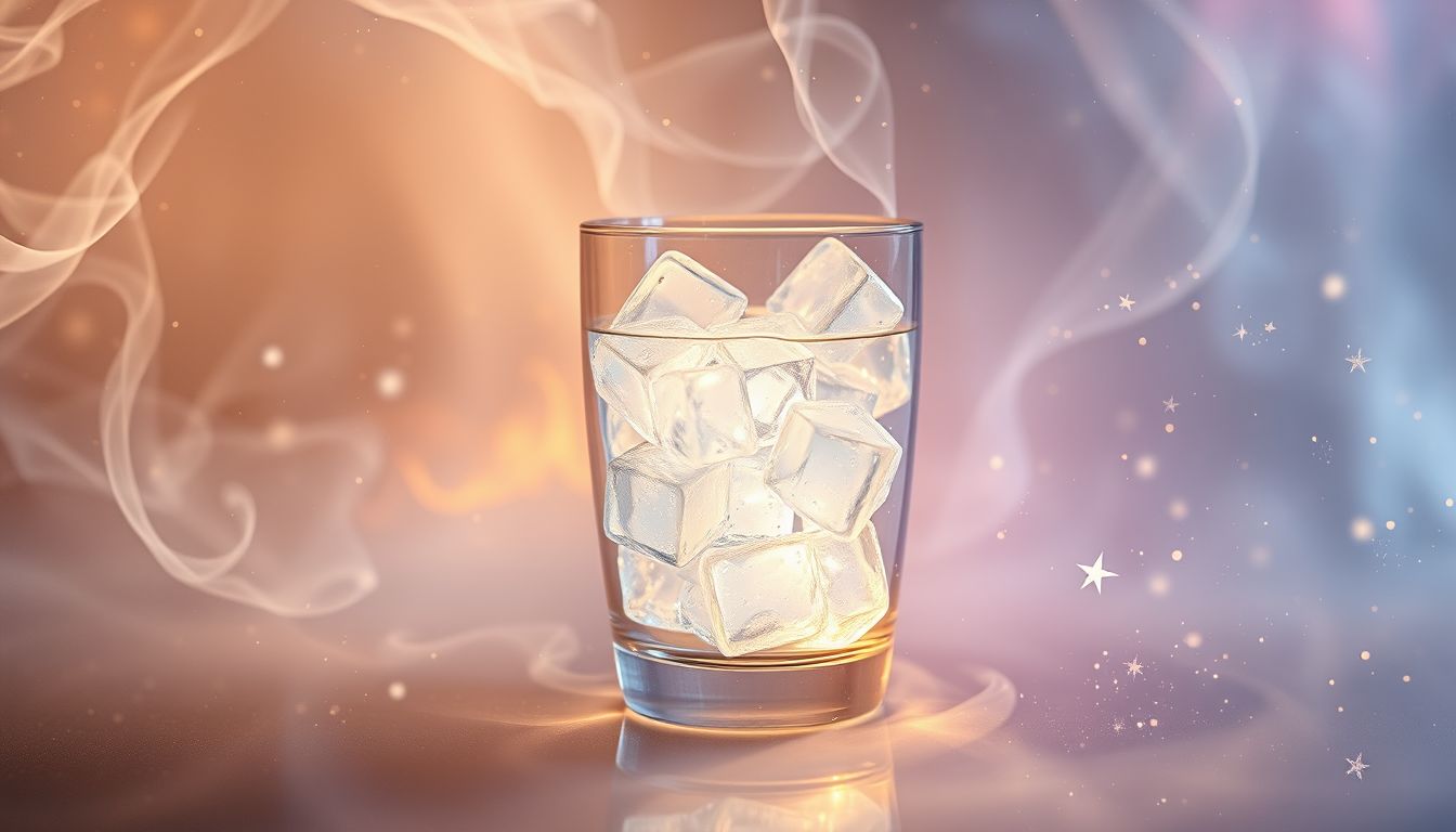Ein Trinkglas mit Eis symbolisiert klare Emotionen und Abkühlung.